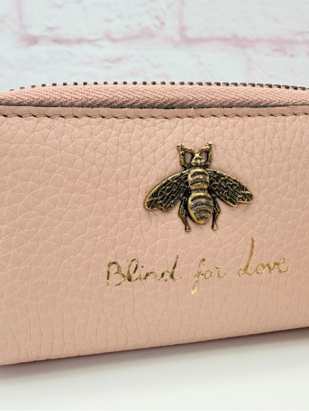 Gucci Pink Bee Accent Zip Wallet Key Case - Picture 3 of 12